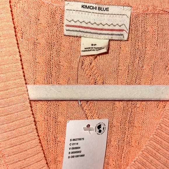NWT Kimchi Blue Peach Knit Cropped lightweight Sweater short sleeve top S summer - Picture 3 of 6